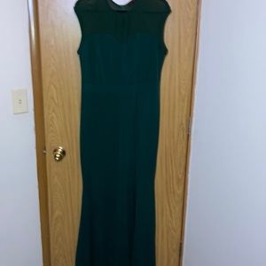 Viwenni mesh neck cap sleeve evening gown with leg slit